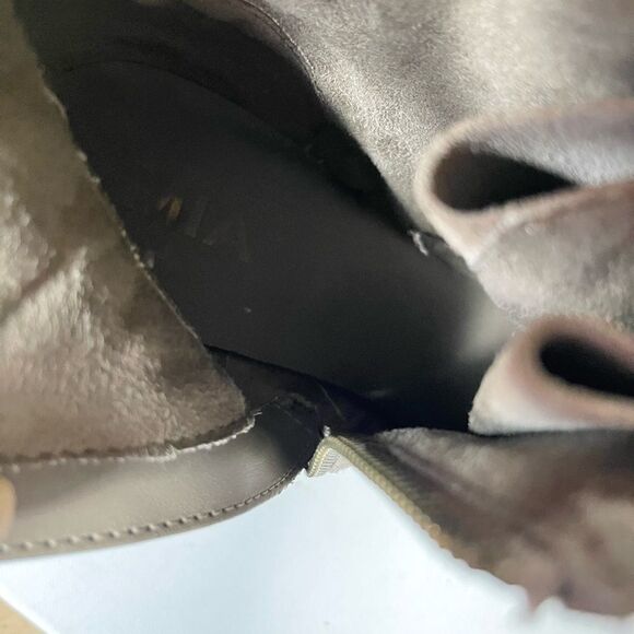 Mia Khaki suede lace wedge ankle boots quilted back side zipper size 11 - Picture 9 of 9